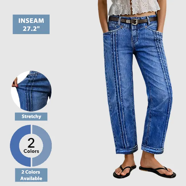 Flamingals Wash Pleated Roll Hem High Rise Straight Leg Jeans Womenswear Flamingals Wash Pleated Roll Hem High Rise Straight Leg Jeans Womenswear