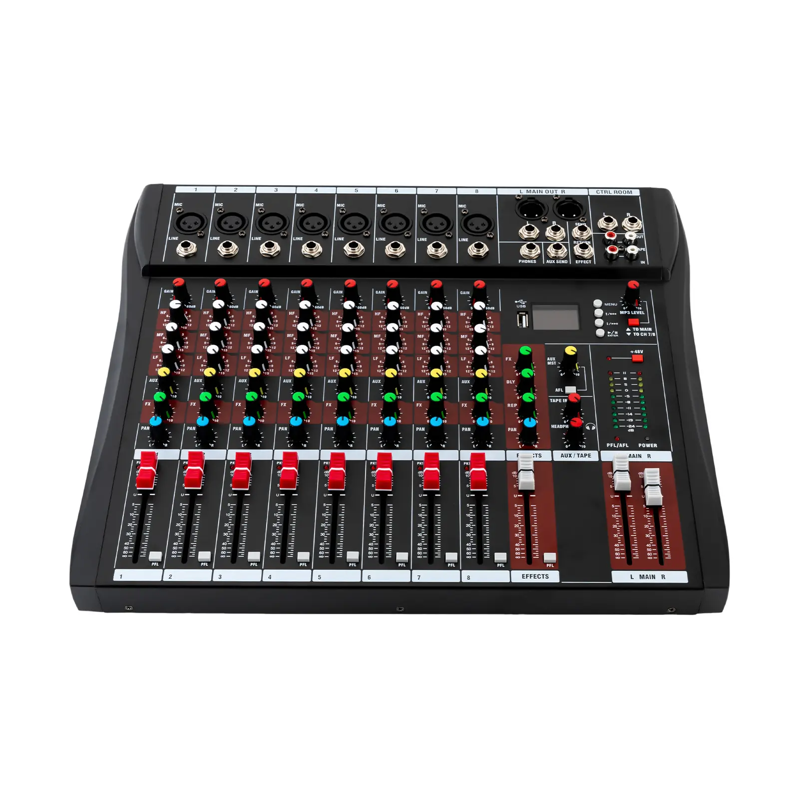 8-Channel Bluetooth DJ Mixer Package with 3-Band EQ, 48V Phantom Power, USB Slot, RCA, Display, Metal Body, Wireless Connectivity – Sound Card for Home KTV, Recording Studio (Computers & Office Equipment, Desktop & Laptop Components)
