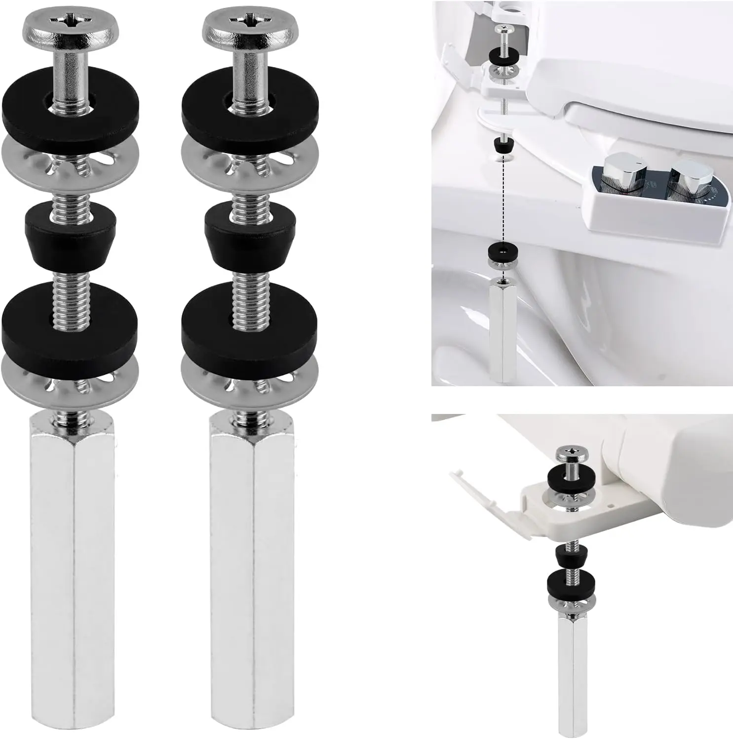 2 Pcs Universal Metal Toilet Seat Bolts Extra Long Compatible with Kohler/American Standard/TOTO/Glacier Bay, 3.74 Inch Stainless Steel Toilet Seat Screw Long Downlock Nuts for Toilet Seats and Bidets tiktokshopbacktoschool