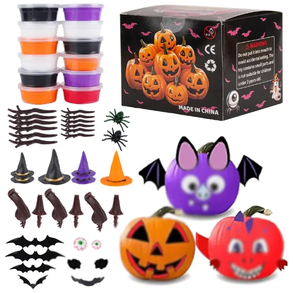 Cozy Fall Gifts Halloween Air Dry Clay Kits for Kids-Modeling Clay DIY Kit,12 Pack Hallowmas Pumpkin Crafts Set Trick or Treat Halloween Day Party Decoration Gift