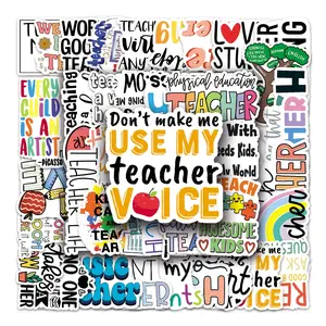 50pcs Inspirational English Graffiti Stickers for Teachers – Decorate Guitars, Phone Cases & Luggage