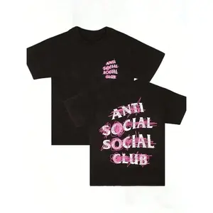 Trendy Streetwear Men's T-Shirt 180g Pure Cotton Casual Anti Social Letter Scribble Graphic Print Top for Summer Daily Wear Gift for Teen Guys S-5XL