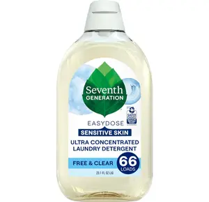 Seventh Generation EasyDose Laundry Detergent Ultra Concentrated 66 Loads Free & Clear Designed for Sensitive Skin 23.1 Fl Oz