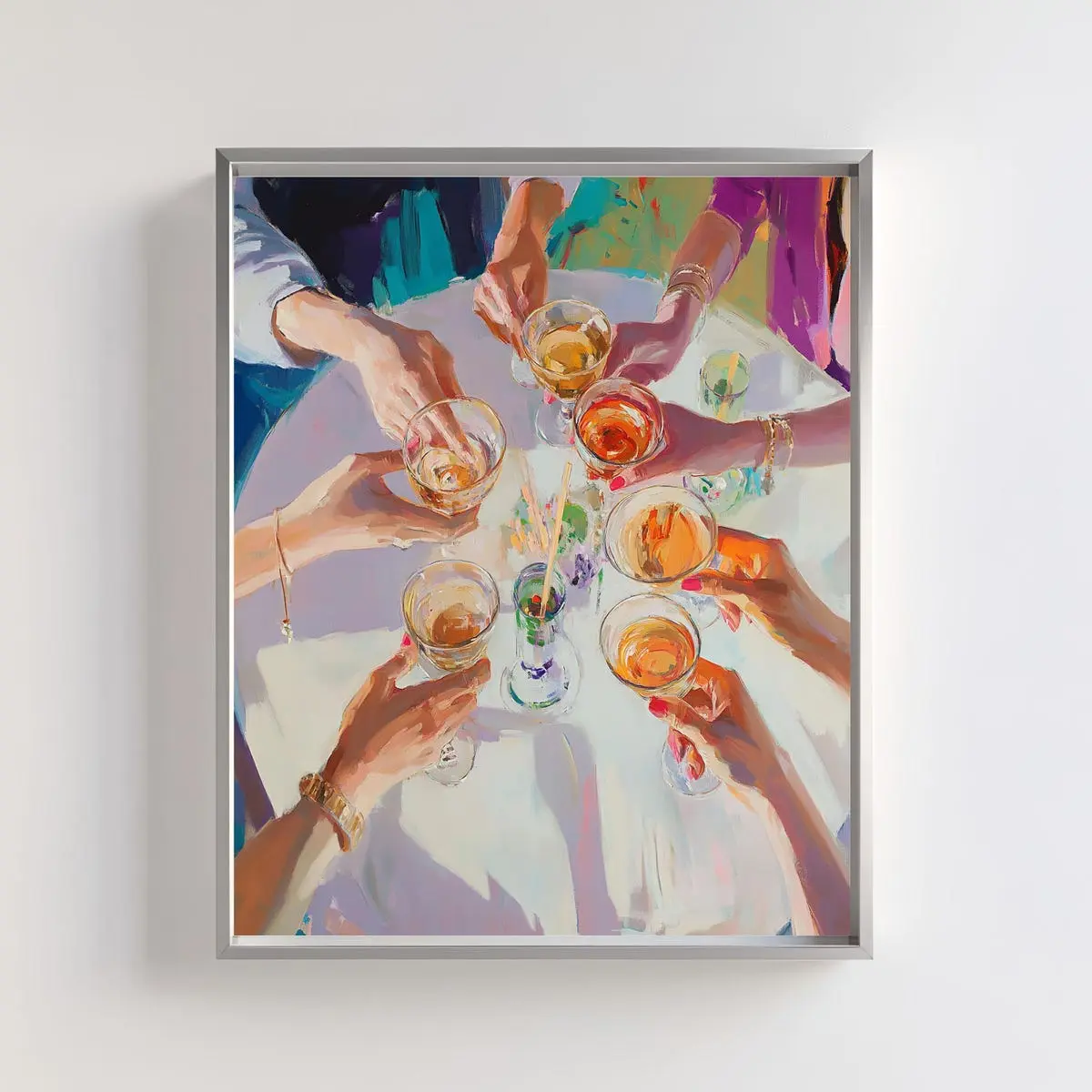 Social Gathering Decor, Celebration Wall Art for Cocktail Party, Happy Hour Poster, Elegant Drink Illustration, Cheers Art Print Unframed, Room Decor