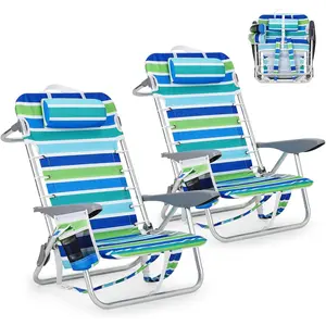 2pcs-Folding Beach Chair for Adults – Lightweight and Portable with Multi-Position Reclining, Backpack Straps, Phone Pocket, Cup Holder and Towel Bar – High Support Capacity, Foldable Frame, Oxford Fabric, Aluminum Outdoor Chairs, Camping Folding Chairs