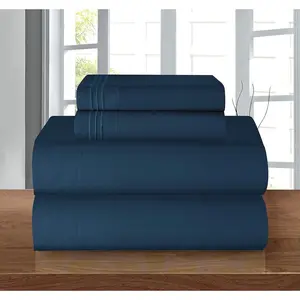 Luxury Soft 1500 Premier Egyptian 4-Piece Premium Hotel Quality Wrinkle Resistant Coziest Bedding Set, All Around Elastic Fitted Sheet, Deep Pocket, Twin/Twin XL, Navy