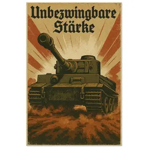 Tiger I Tank Indomitable Strength Poster, Vintage WW2 Propaganda Art Print, Classic Military History Wall Decor, Unframed Print Only