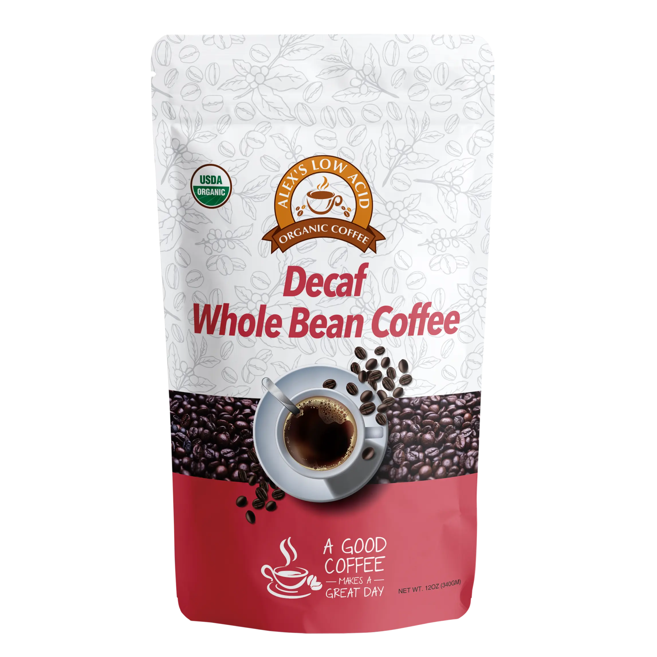 Alex's Low Acid Organic Coffee™ - Decaf Whole Bean (12oz)