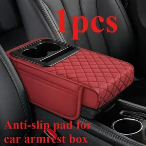 Car Armrest Console Extender with 2 Cup Holders Heightening Pad PU Leather Universal Auto Interior Storage Box, Center Console Organizer, Central Console Protector Pad, Car Interior Accessories, Durable Material, Easy Installation, Car Accessory