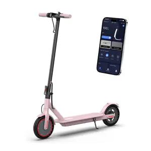 AOPO Electric Scooter 350W Brushless Motor 8.5-Inch Tires 19mph Top Speed 12-16 Mile Range APP Control Dual Braking System Pink Foldable Portable Commuting Scooter