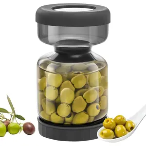 1pc Pickle jar with strainer flip lid, pickling container, pickles and olive hourglass jar, glass flip-top pickle jar, juice-separating jar with airtight lid, Airtight Food Storage, Kitchen Storage Containers, suitable for peppers and small cucumbers
