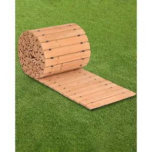 Pressure-Treated Weatherproof Roll-Out Cedar Garden Pathway, 288x17 in Non-Slip Straight Outdoor Path with Wire Rope Connection, Backyard Decorative Paver
