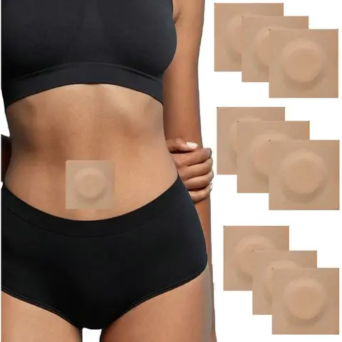 Disposable Organic Cotton Castor Oil Pack Patches (1 Multi-Pack, 50Pcs) for Belly Button - Self-Adhesive, All Skin, Skin-Tone, Waterproof, Portable Makeup Tool for Adults, Oil Not Included, 24 Months Durability
