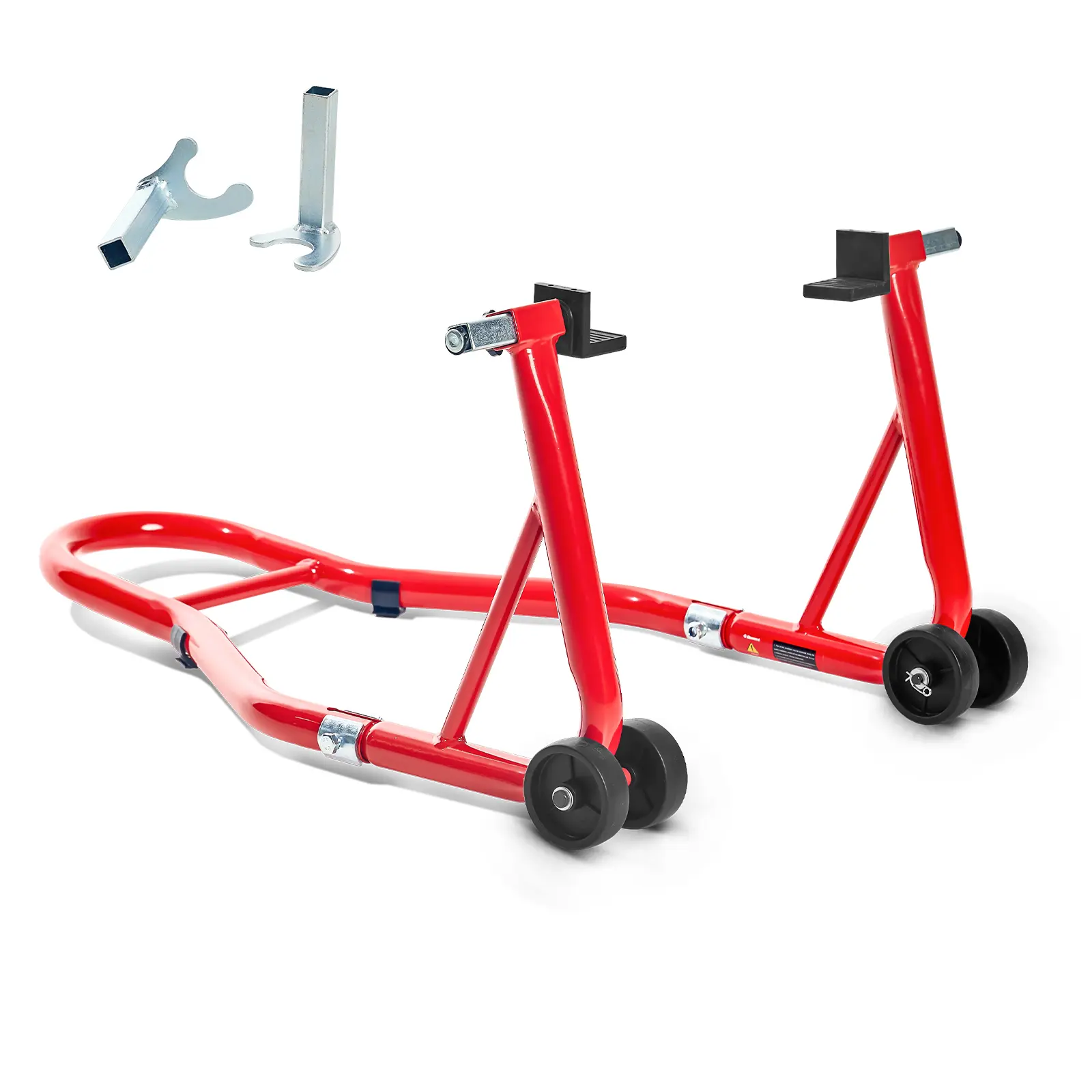 DONEXT Motorcycle Stand, 850LB Motorbike Rear Wheel Lift Swingarm Paddock Stand, Red/Black U+L/U Industrial-Grade Steel, High-Quality PP Wheels, Easy Assembly, Motorbike Stand