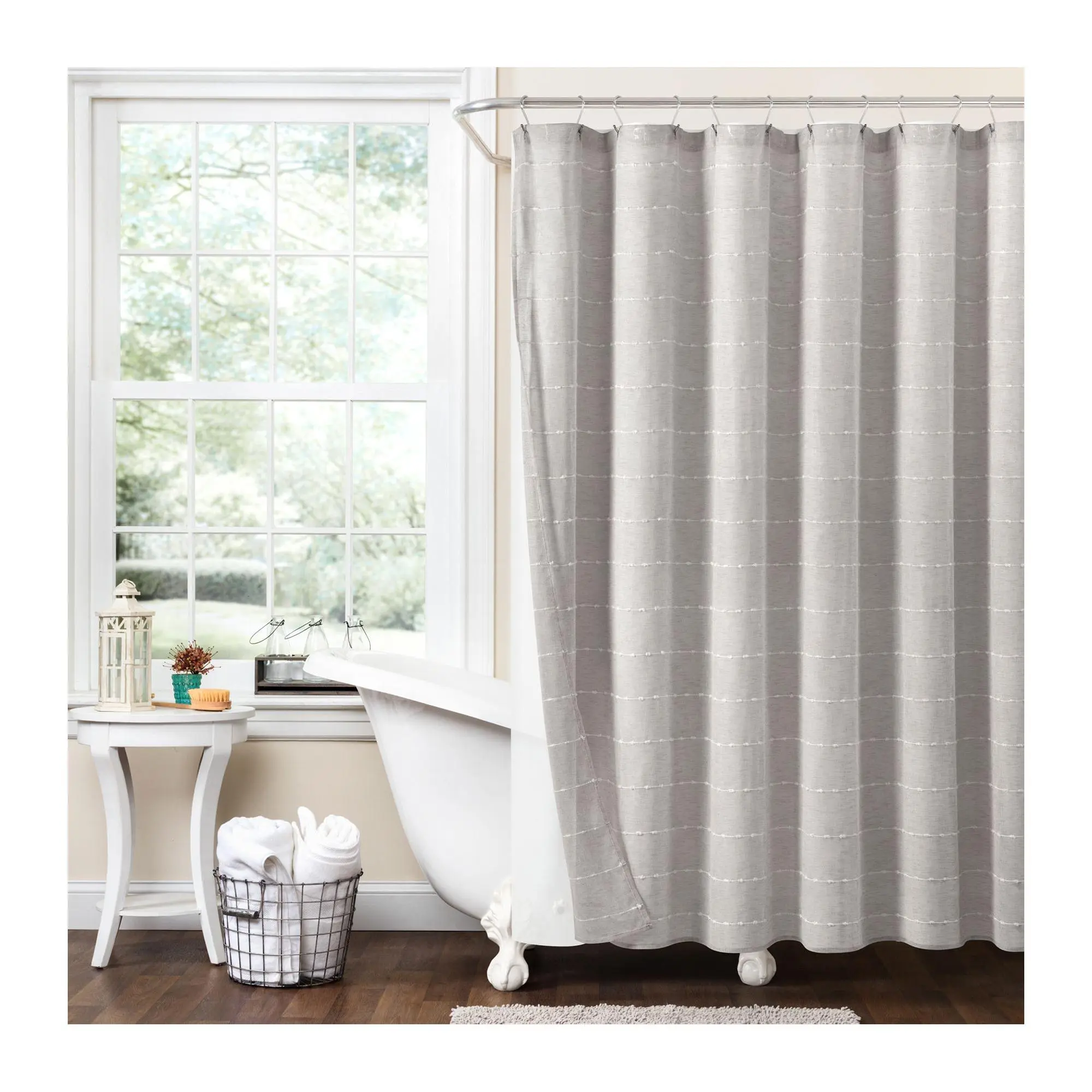 Farmhouse Textured w/Lining Shower Curtain by Lush Decor