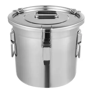 12L 304 Stainless Steel Rice Bucket Food-Grade Polished Free Standing No Assembly Holds Dry/Wet Foods For Home & Kitchen