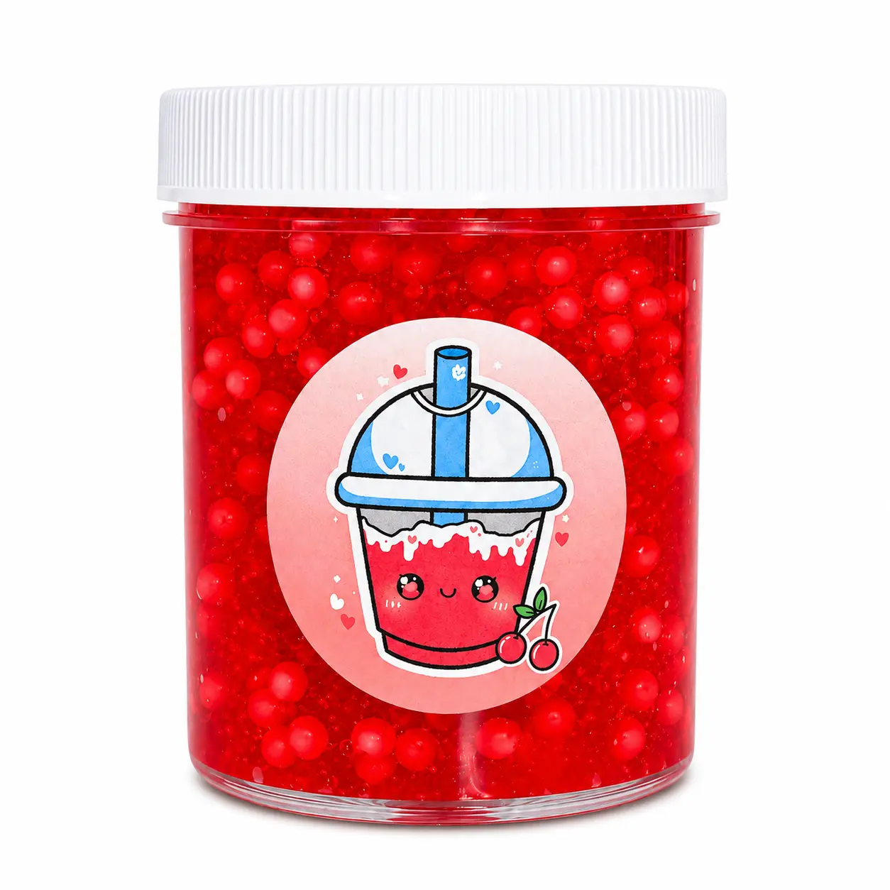 Cherry Slushy Slime – Crunchy Pellet Clear Slime with Fresh Cherry Scent & Charm Sensory Experience Scented