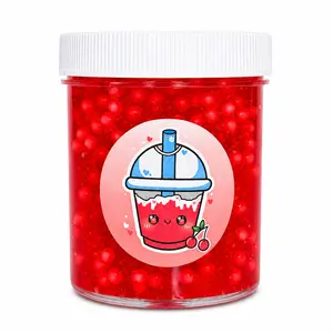 Cherry Slushy Slime – Crunchy Pellet Clear Slime with Fresh Cherry Scent & Charm Sensory Experience Scented