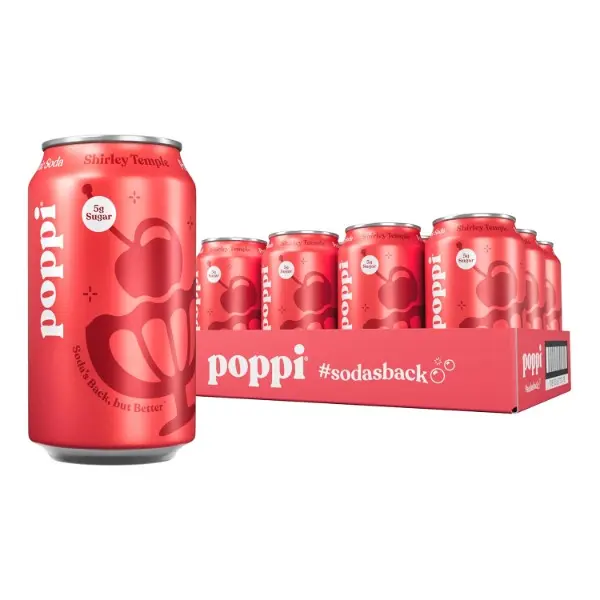 Prebiotic Soda, Sparkling Water & Fruit Juice, Shirley Temple, 12 Oz, 12 Pack