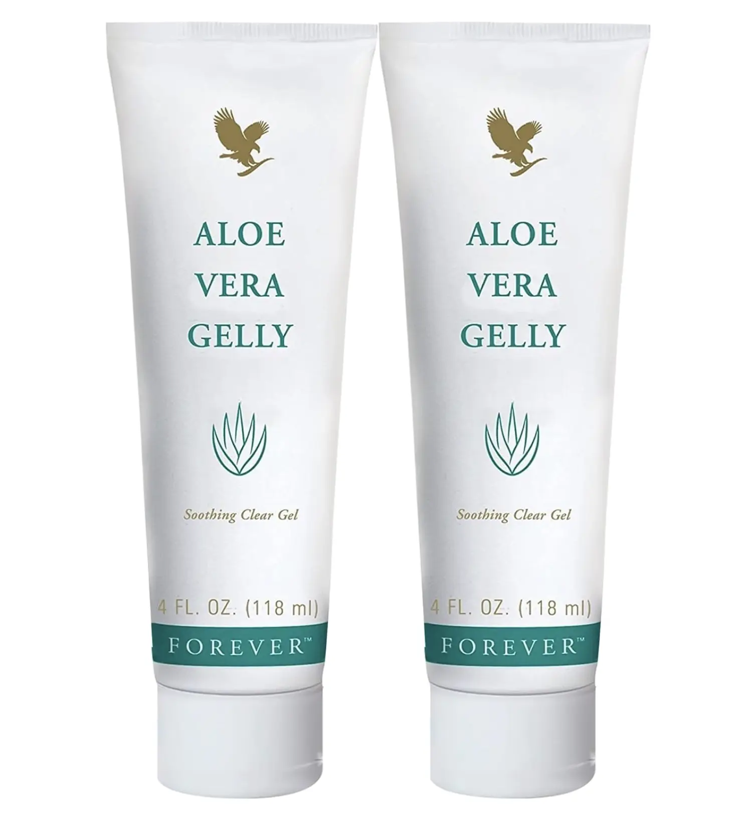 Forever Aloe Vera Gelly Pure Gel Skin Care Moisturizer (Pack of 2) - Vegan, Gluten-Free Supplement for Soothing, Conditioning, Sun Protection - Tube, All Skin Types, 4 fl oz, Moisturizers, Hydrating