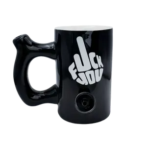 Wake and Bake  Unique Glazed Ceramic Pot Shaped  with Ergonomic Handle Dishwasher & Microwave Safe Perfect Gift for Lovers Ideal for Father's Day Halloween  Christmas Black Durable Reusable Tumbler for Daily Use Washable Tumbler cappuccino mug Stylish