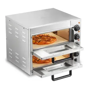 VEVOR Commercial Pizza Oven Countertop,  14" Double Deck Layer, Stainless Steel Electric Pizza Oven with Stone and Handle, Multipurpose Indoor Pizza Maker for Restaurant Home Pretzels Baked