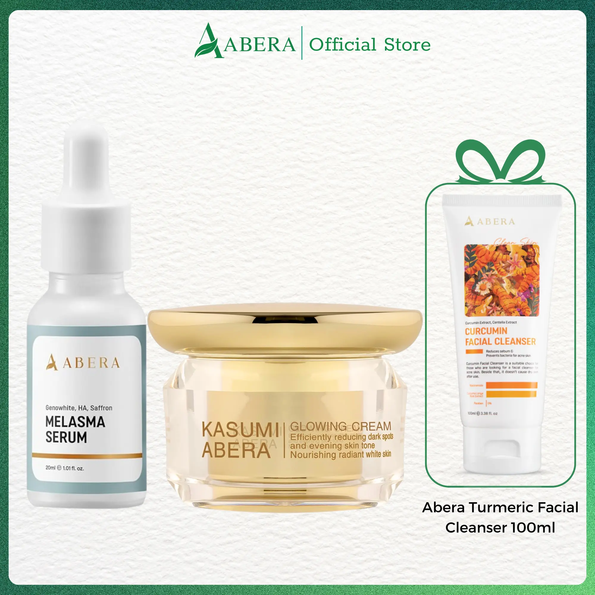 Combo Kasumi Abera Cream & Abera Melasma Serum - Extensive Moisturizer, Serum with Niacinamide and Hyaluronic Acid, Special Gift Skincare Herbal
