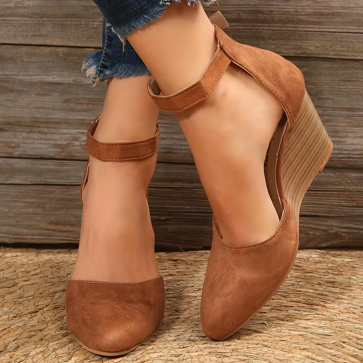 Women's Wedge Heels Pointed Toe Ankle Strap Platform High Heels All-Matching Stylish Fashion Shoes for Girls Classy high heels