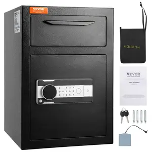 VEVOR 2.5 Cub Depository Safe,  Deposit Safe with Drop Slot, Electronic Code Lock and 2 Emergency Keys, 20.27'' x 13.97'' x 13.97'' Business Drop Slot Safe for Cash, Mail in Home, Hotel, Office