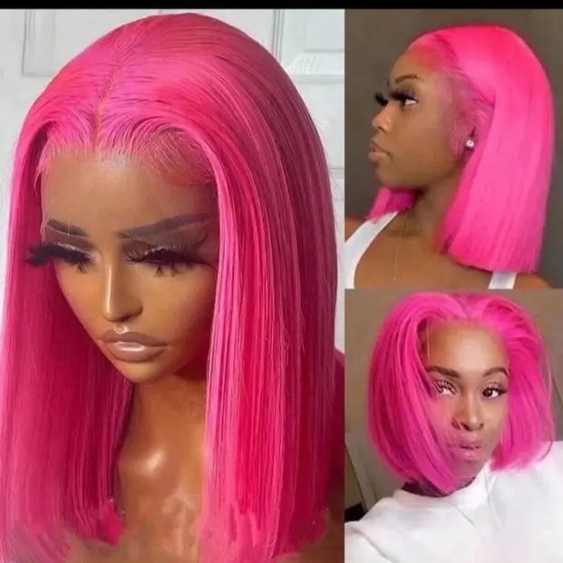 Pink Human Frontal Lace 10 Inches Hair Product as Shown in Image