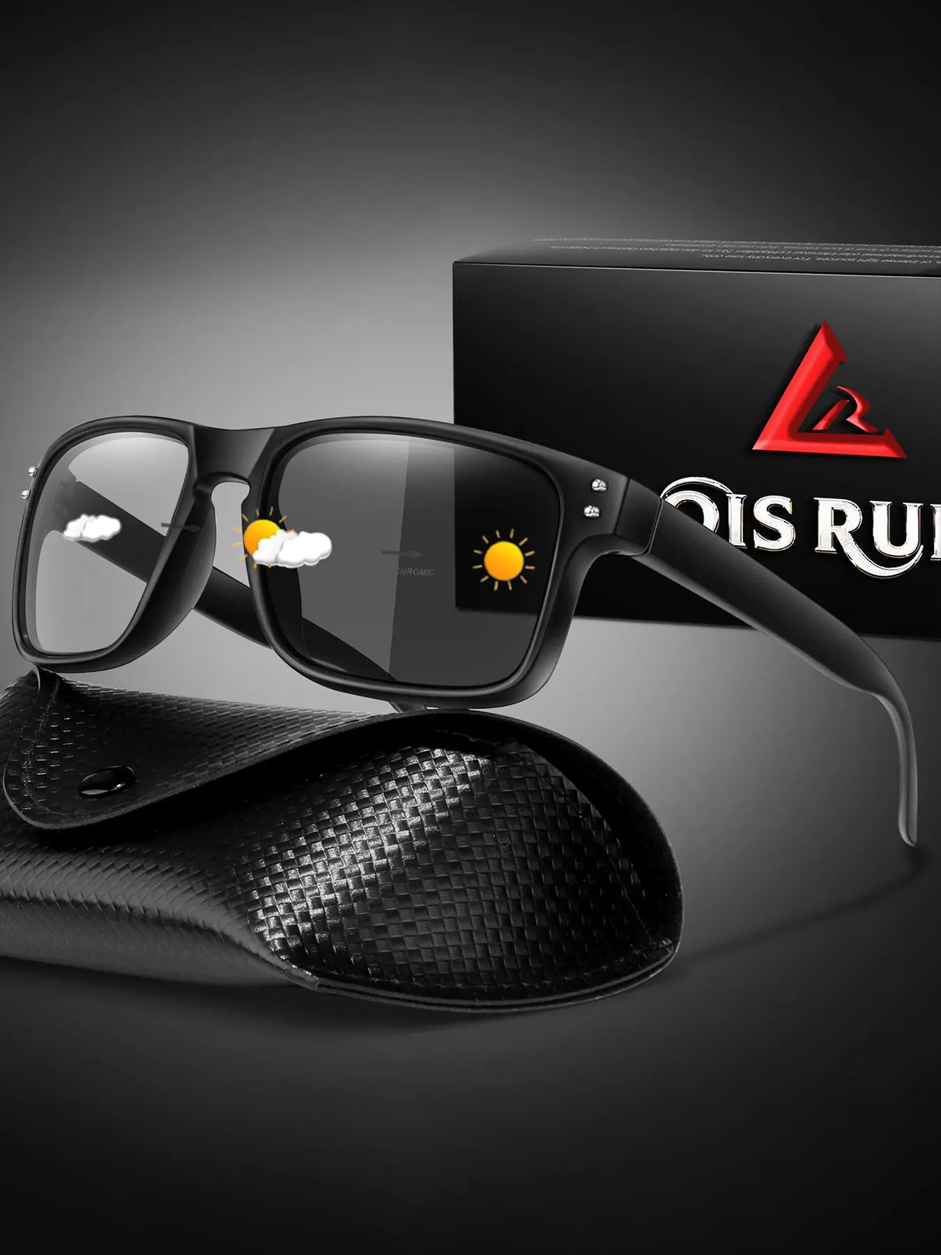 Classic Photochromic Sunglasses with Case and Gift Packaging, UV Protection Retro Square Frames for Daily and Outdoor Use, Perfect Christmas Valentine's Father's Day Gift, Classic Shades, Square Framed Sunglasses, Photochromic Eyewear