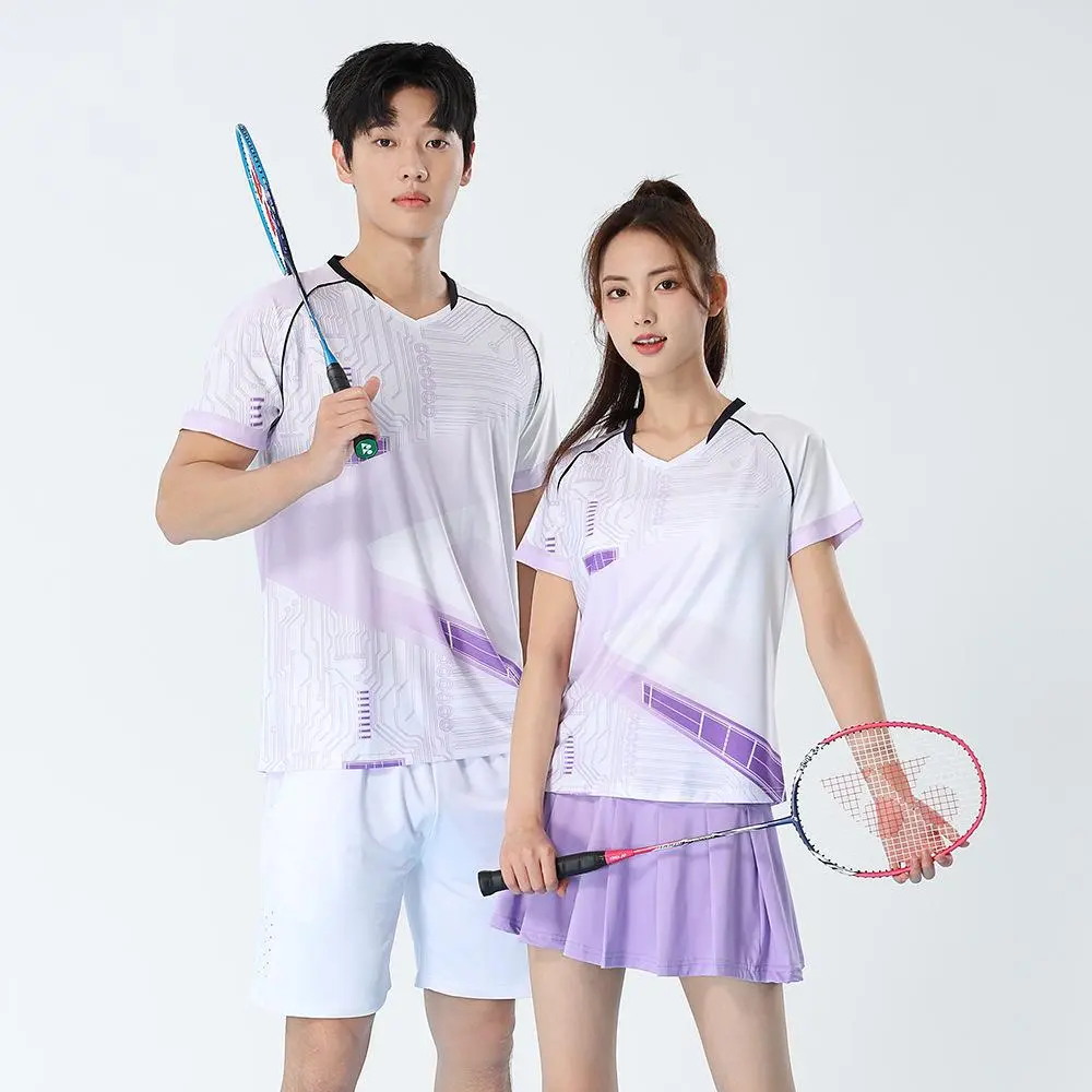 Women Two Piece Badminton Set Ping Pong Shirts Breathable Men Tennis Outfit Volleyball Training Competition Team Uniforms