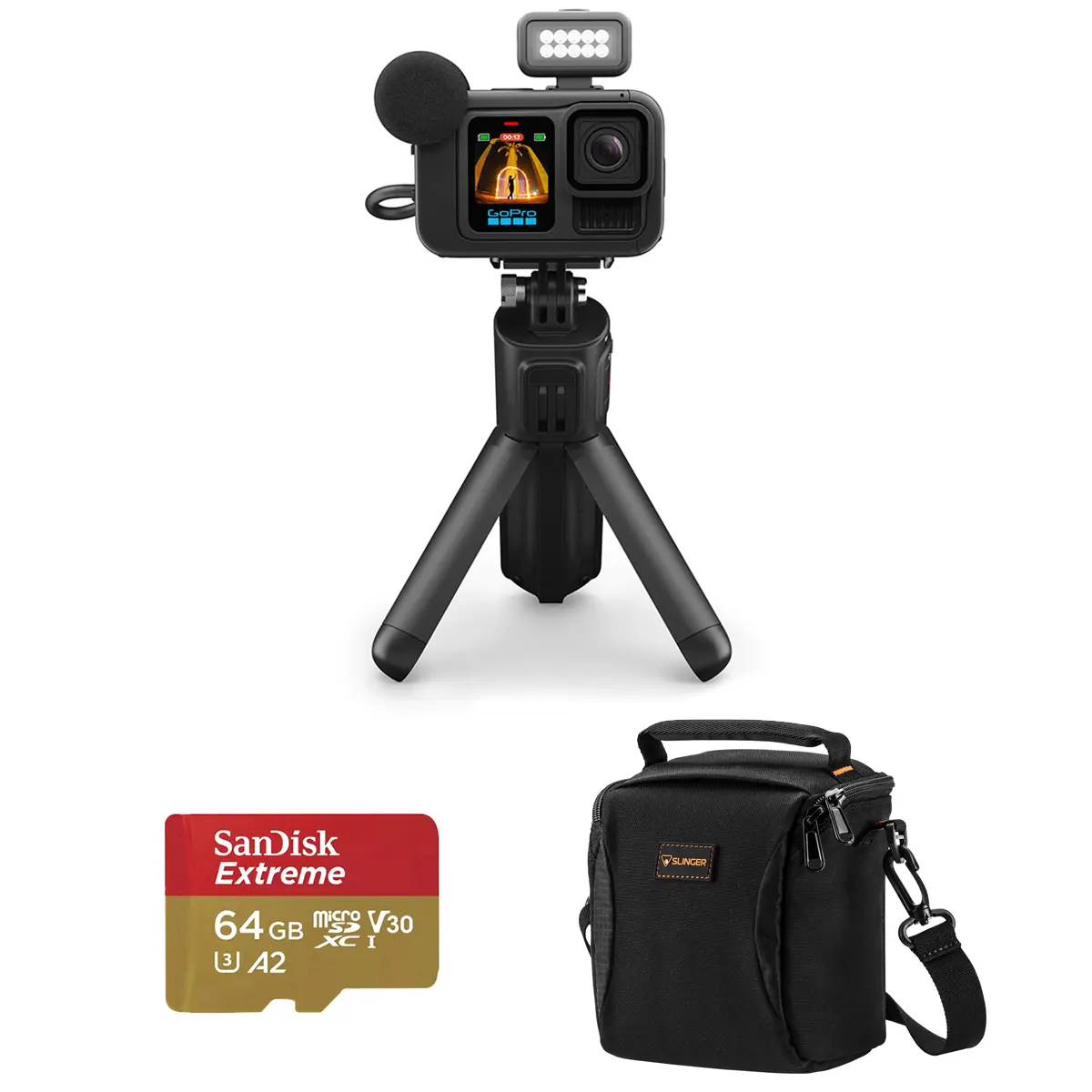 GoPro HERO13 Black Creator Edition Camera, Bundle with 64GB Memory Card and Shoulder Bag, Audio, Tripod