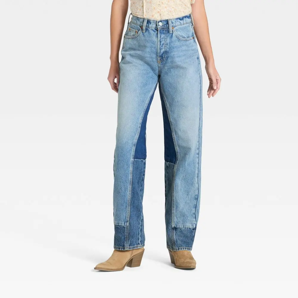 Women's Mid-Rise 90's Baggy Patchwork Jeans - Universal