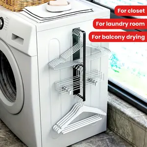 1pc Magnetic Hanger Organizer, Clothes Hanger Organizers, Hanger Storage Rack for Washing Machine, Hanger Stacker for Closet Laundry Room, Clothes Hanger Storage for Balcony Drying and Wall Hanging, No Dring Design for Easy Installation Convenient Storage