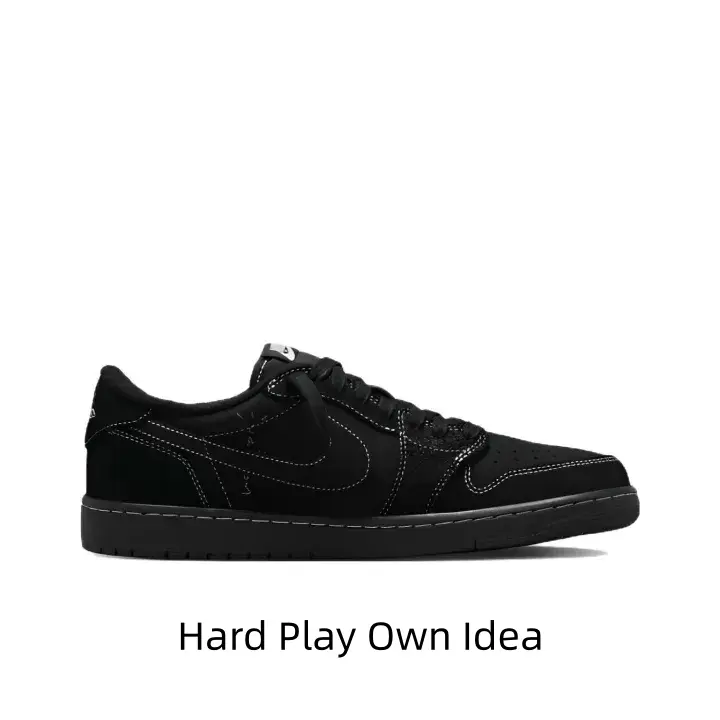 Sleek low-top athletic shoes with minimalist monochrome design. Flat thick outsole offers stable traction to create cool low-key dark casual street fashion looks.
