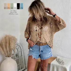 100% Pure Cotton Crochet Sweater | Ultra-Soft & Breathable Knit Top | Premium Boho Summer Cover Up #Summervibes