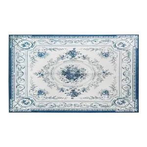My Magic Carpet Aubusson Blue Machine Washable Area Rug, 3x5 Stain Resistant, Non-Slip, Waterproof