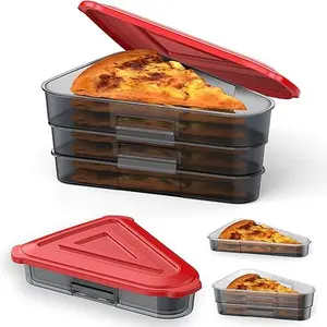 Pizza Storage Container, Expandable Pizza Slice Container, Reusable Pizza Pan Pizza Box Set with Lids to Leftover Organization and Space Saver (bright red)
