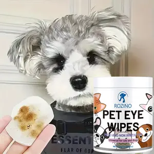 ROZINO Pet Eye Wipes 200 Count Gentle Cleaning For Cats And Dogs Remove Tear Stains Debris Around Eyes Moisturizing Non Irritating Breathable Non Woven Fabric Safe For Daily Use Keep Your Pet Clean And Fresh