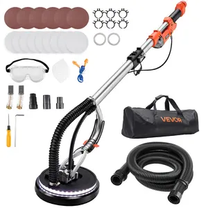 fathersdaygift  VEVOR Drywall Sander, 1010W Electric Drywall Sander, Popcorn Ceiling Removal Tool with 7 Variable Speed 1000-2200 RPM, Double-Deck LED Light, Foldable Extendable Handle, 15 Sanding Discs, Dust Hose