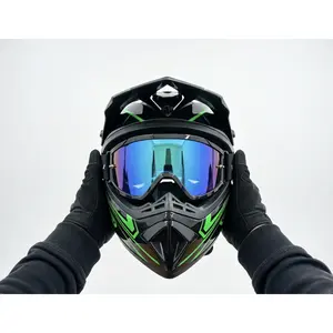 DOT Approved Full Face Dirt Bike Motocross Helmet Set with Goggles, Gloves & Face Cover - Adult Men's Off-Road Motorcycle Helmet