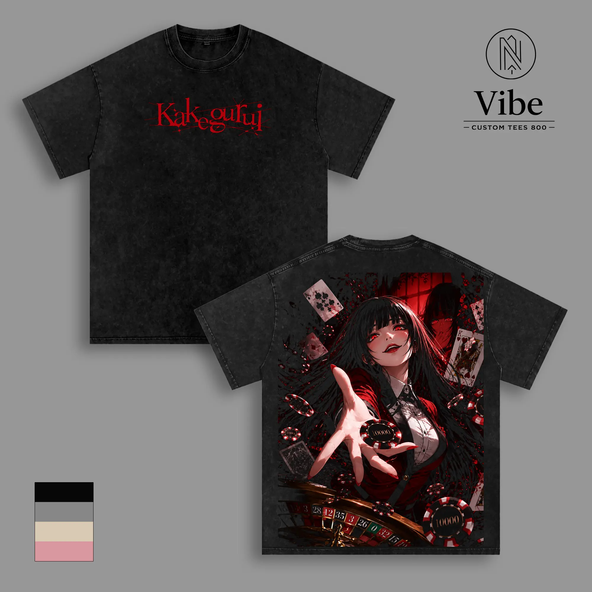 Kakegurui Yumeko Jabami Vintage Washed Graphic T Shirt, Tank Top, Sweatshirt, Hoodie Anime Gambling Manga Tee, Heavyweight Cotton Oversized Streetwear Shirt, Double Sided Graphic, Gift for Kakegurui Fans