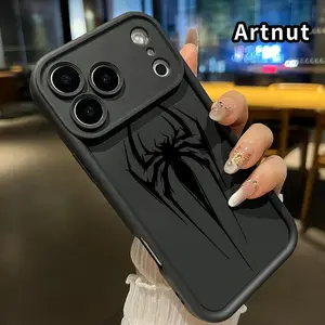 Phone Case for iphone 17 Pro Max 16 Plus 15 14 13 12 11 XR Air E Shadow Spider Pattern Soft TPU Rubber Camera Protection Rugged Mobile Phone Cover for Girl