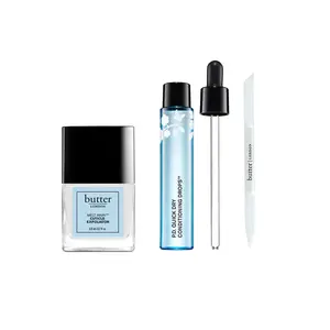 butter London Bye Bye Cuticle Trio Manicure Nail Clear - Quick Dry Conditioning Drops, Melt Away Cuticle Exfoliator, Signature 2-in-1 Glass Cuticle Pusher