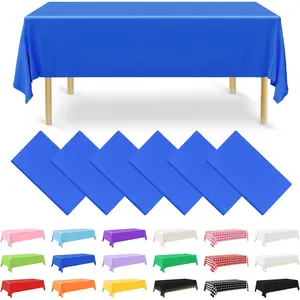 6 Pack Disposable Plastic Tablecloths 54 x 108 Inch Dark Blue Rectangle Table Cover for Holiday Party Engagement Weddings Baptism Birthday Decoration
