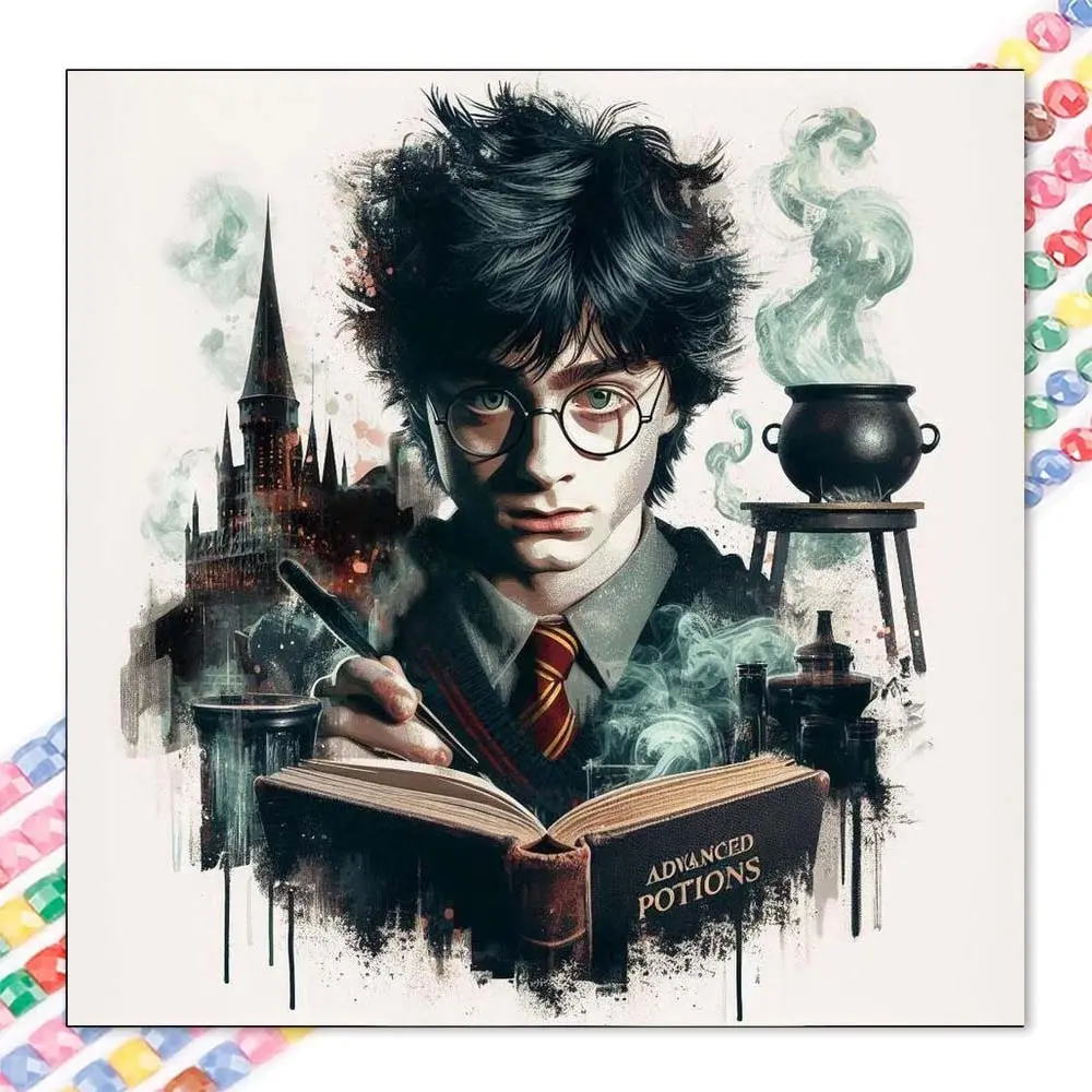 1pcs 5D DIY diamond painting kit, 5D diamond art set, DIY decoration, magic book, castle, cauldron diamond painting kit full round drill DIY, mosaic, diamond art, DIY art home decoration, suitable for Halloween and Christmas, Crafts