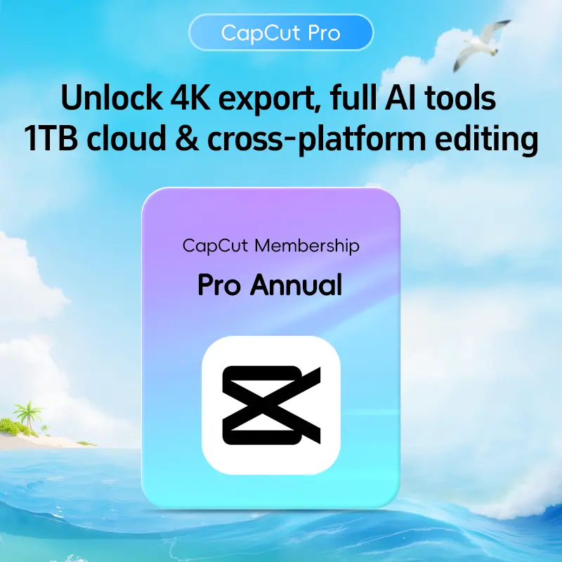 CapCut Pro Annual Plan - Full Access on Mobile/Desktop/Web, No Watermark, AI Video Editing Tools for Short Videos