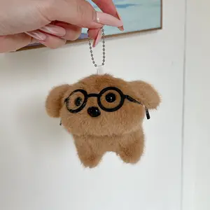 Glasses Dog Earphone Case for Apple AirPods 1/2/AirPods Pro/AirPods Pro2/3/AirPods 3/AirPods 4, Plush Protective Soft Shell Protection