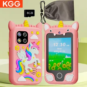 KGG Cute Cartoon Unicorn Design Phone, Multi-functional Intelligent Education Tool for Boys & Girls to Learn, Electronic Learning Mobile Phone with 8GB Memory Card